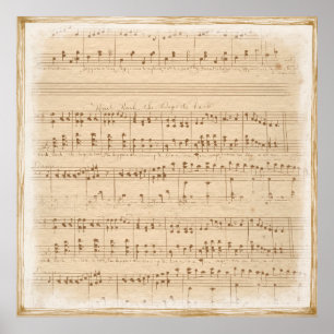 -beige muzieknoten poster