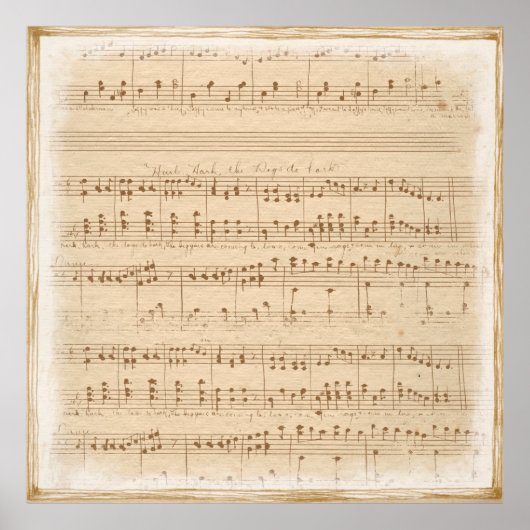 -beige muzieknoten poster (Voorkant)