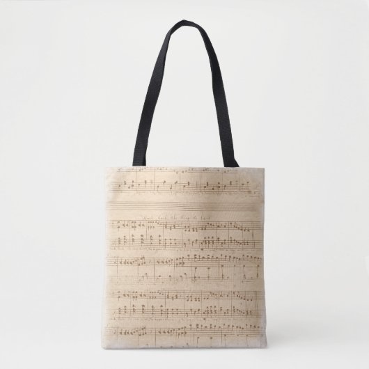 -beige muzieknoten tote bag (Voorkant)