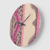 Beige N Roze Kant AI kunst Grote Klok (Hoek)