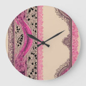 Beige N Roze Kant AI kunst Grote Klok (Voorkant)