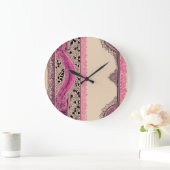 Beige N Roze Kant AI kunst Grote Klok (Huis)