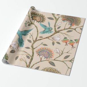 Beige naadloos patroon met gestileerde bloemen en  cadeaupapier