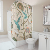 Beige naadloos patroon met gestileerde bloemen en  douchegordijn (In situ)