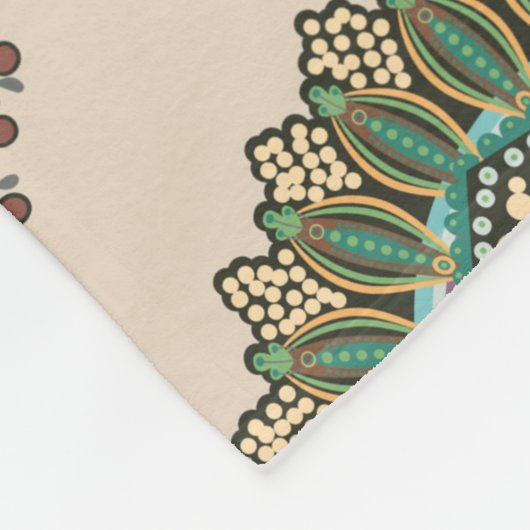 Beige naadloos patroon met gestileerde bloemen en  fleece deken (Hoek)