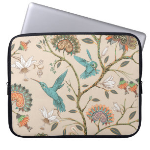 Beige naadloos patroon met gestileerde bloemen en laptop sleeve