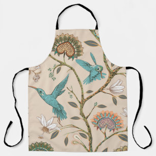 Beige naadloos patroon met gestileerde bloemen en schort