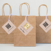Beige naam bedrijf logo QR code hang label