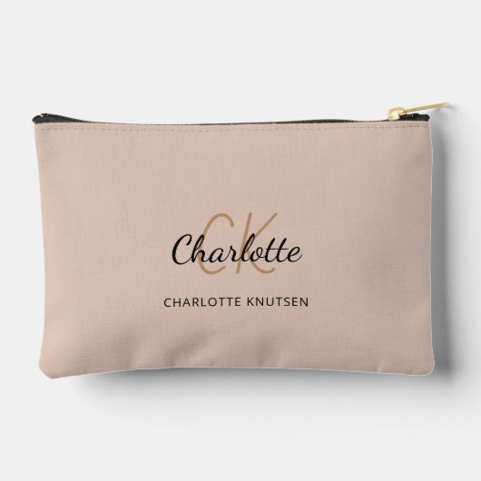 Beige naam monogram initialen modern etui (Achterkant)
