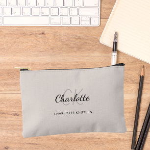 Beige naam monogram initialen modern etui