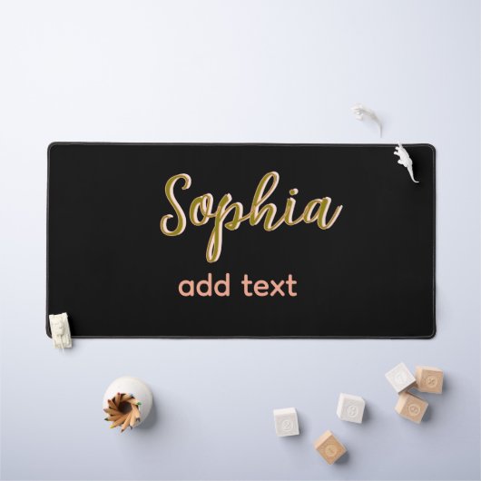 Beige Naam toevoegen Meisje Boss Tekst Zwart Elega Bureaumat (Kindertafel)