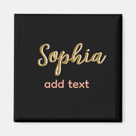 Beige Naam toevoegen Meisje Boss Tekst Zwart Elega Magneet