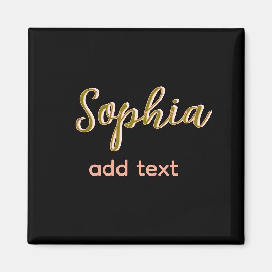 Beige Naam toevoegen Meisje Boss Tekst Zwart Elega Magneet (Voorkant)