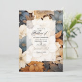 Beige naar Chestnut Floral Fall Bruiloft Kaart (Staand voorkant)