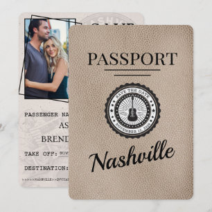 Beige Nashville Passport Bewaar de datum Save The Date