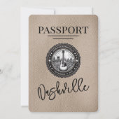 Beige Nashville Passport Wedding Invitation Kaart (Achterkant)