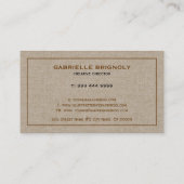 Beige Natural Linen Fabric Kijk uit naar de bruine Visitekaartje (Achterkant)