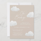 Beige naturel Oh Baby shower modern stijlvol Kaart (Voorkant)