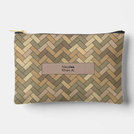 Beige Natuurlijke Heringbone Naam Reistas Etui