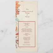 Beige natuurlijke vintage bruiloft programma & men programmakaart (Achterkant)