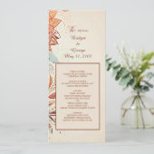 Beige natuurlijke vintage bruiloft programma & men programmakaart (Staand voorkant)