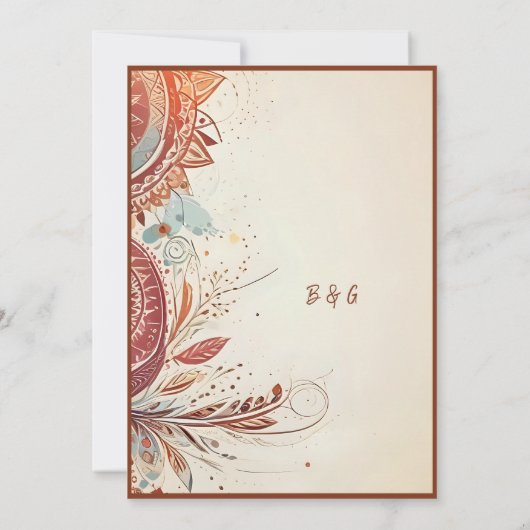 beige natuurlijke vintage bruiloft uitnodiging (Achterkant)