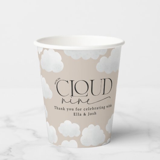 Beige natuurlijke wolk negen douche modern stijlvo papieren bekers (Voorkant)