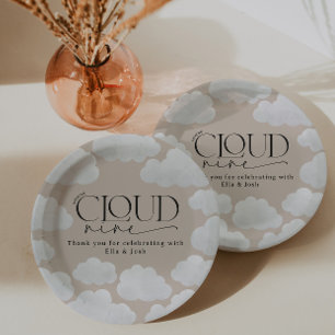 Beige natuurlijke wolk negen douche modern stijlvo papieren bordje