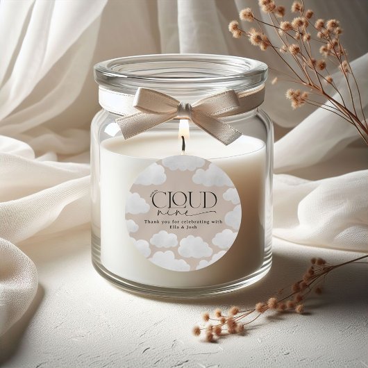 Beige natuurlijke wolk negen douche modern stijlvo ronde sticker