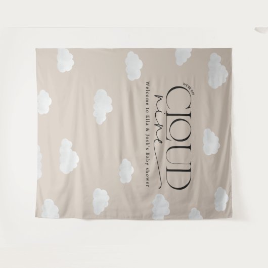 Beige natuurlijke wolk negen douche modern stijlvo wandkleed (Voorkant (horizontaal))