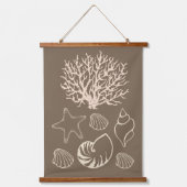 Beige Nautical Seashell Wall Tapestry  Hangend Wandkleed (Voorkant)