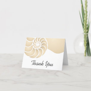 Beige Nautilus Schelp Kust Thank You Kaart