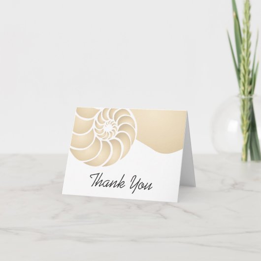 Beige Nautilus Schelp Kust Thank You Kaart (Voorkant)