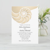 Beige Nautilus Shell Beach Wedding Kaart (Staand voorkant)