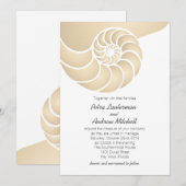 Beige Nautilus Shell Beach Wedding Kaart (Voorkant / Achterkant)