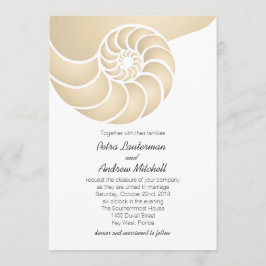 Beige Nautilus Shell Beach Wedding Kaart