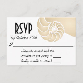 Beige Nautilus Shell Beach Wedding RSVP Kaartje