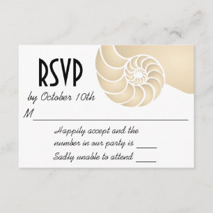 Beige Nautilus Shell Beach Wedding RSVP Kaartje