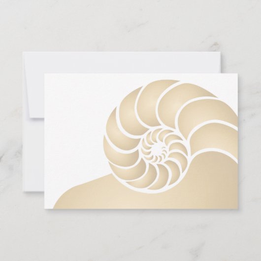 Beige Nautilus Shell Beach Wedding RSVP Kaartje (Achterkant)