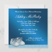 Beige Navy Blue Baby Carriage Boy Shower Kaart (Achterkant)