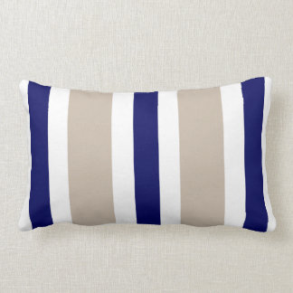 Beige Navy Blue en White Stripe Lumbar Pillow Gift Kussen