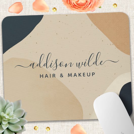 Beige Navy Blue Modern Abstracte vormen Neutraal Muismat