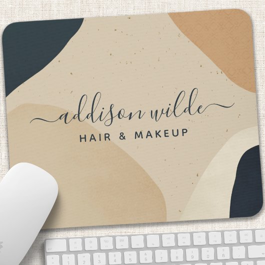 Beige Navy Blue Modern Abstracte vormen Neutraal Muismat