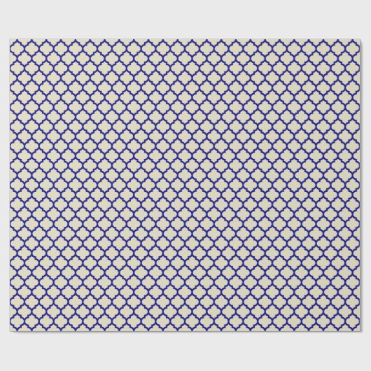 Beige Navy Blue Moroccan Quatrefoil Pattern #5 Cadeaupapier (Vlak)