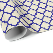 Beige Navy Blue Moroccan Quatrefoil Pattern #5 Cadeaupapier (Rol Hoek)