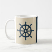 beige navy blue ship wheel Family Name est. Year Koffiemok (Links)