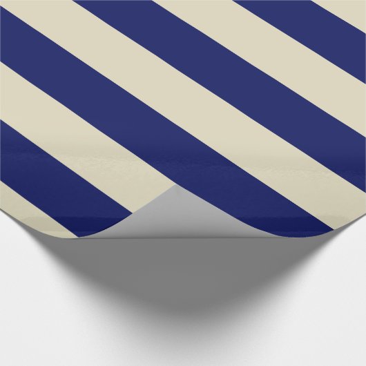 Beige, Navy Blue XL Stripes Pattern V. Cadeaupapier (Hoek)