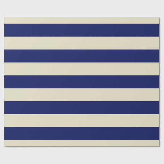 Beige, Navy Blue XL Stripes Pattern V. Cadeaupapier (Vlak)
