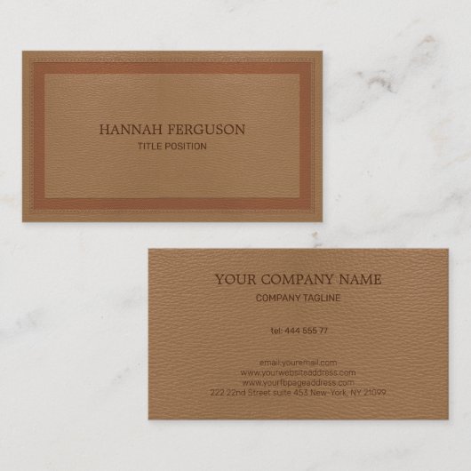 Beige nep leer visitekaartje (Voorkant / Achterkant)