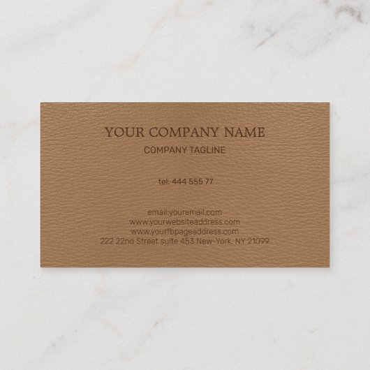 Beige nep leer visitekaartje (Achterkant)